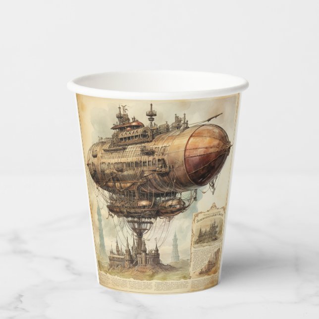 Vasos De Papel Vintage Steampunk Zeppelin (10) (Anverso)