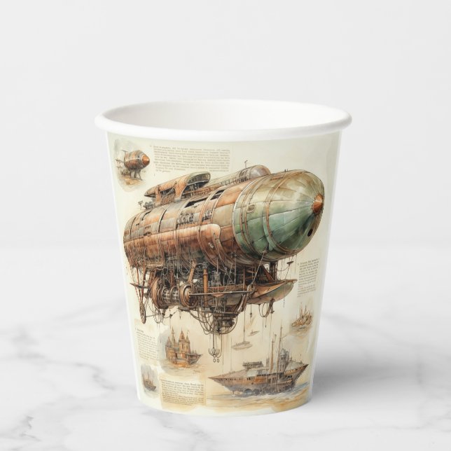 Vasos De Papel Vintage Steampunk Zeppelin (4) (Anverso)