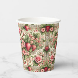 Vasos De Papel Vintage Strawberry Fiesta de primer cumpleaños