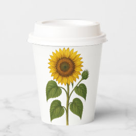Vasos De Papel Vintage Sunflower paper cups with lid