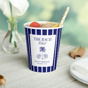 Vasos De Papel Vintage The Bach Club Azul Marino Despedida de Sol