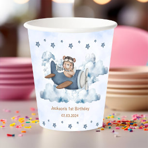 Vasos De Papel Vintage Travel Airplane Birday Party