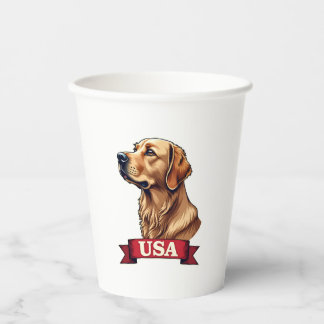 Vasos De Papel Vintage USA Golden Retriever Engraving Shirt