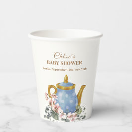 Vasos De Papel Vintage Wildflower Teapot Baby Shower