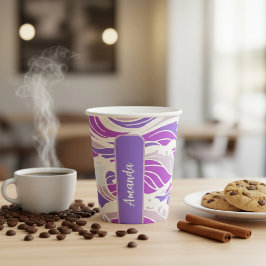 Vasos De Papel Violet Wave Pattern