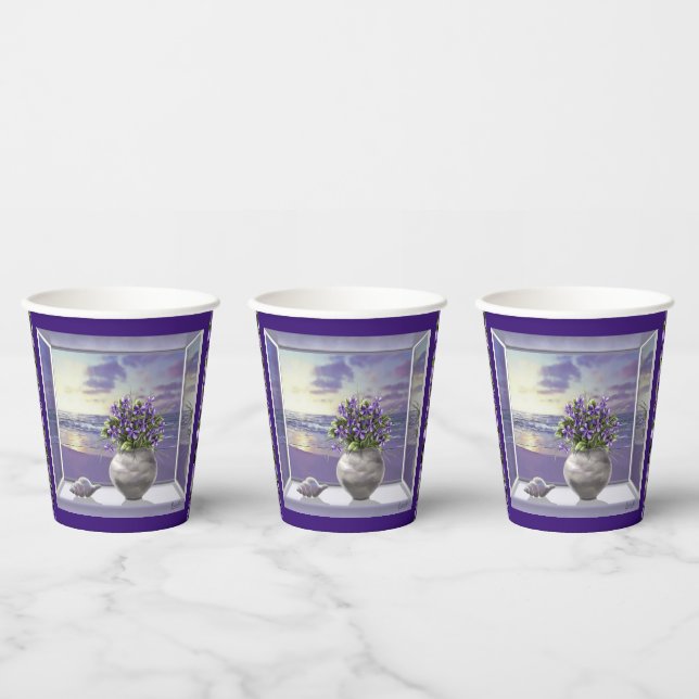 Vasos De Papel violetas en tarro lunar (Multi)