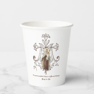 Vasos De Papel Virgen María Jesús del Monte Carmel 