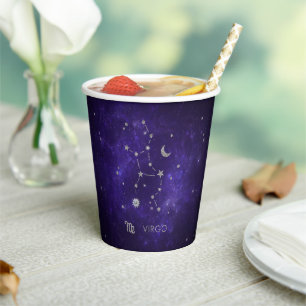 Vasos De Papel Virgo púrpura zodiaco Horoscopio Astrológico Cós