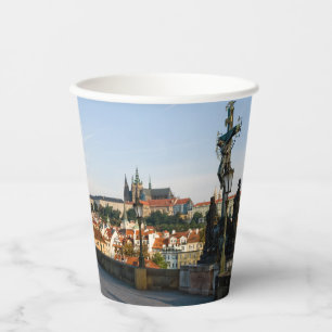 Vasos De Papel Vista del Castillo de Praga desde el puente Charle
