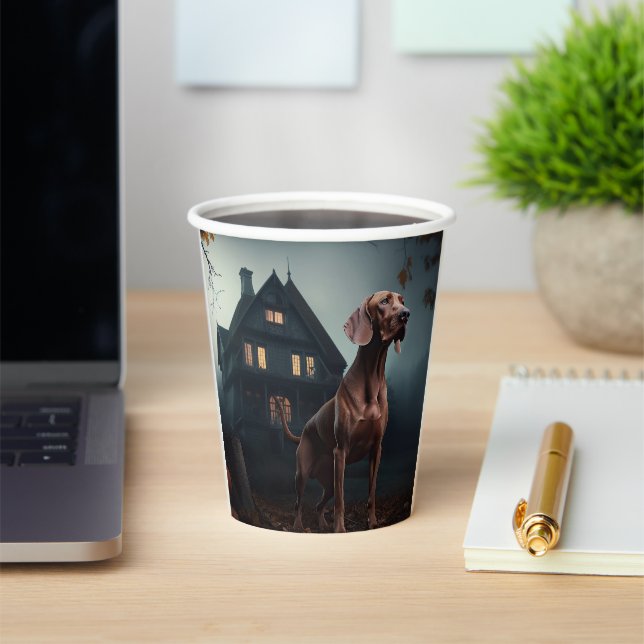 Vasos De Papel Vizsla de Halloween Espantoso (in situ)