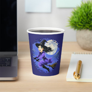 Vasos De Papel Volante de bruja - Wicca Halloween 7