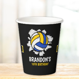 Vasos De Papel Volleyball Birthday Party | Blue & Yellow