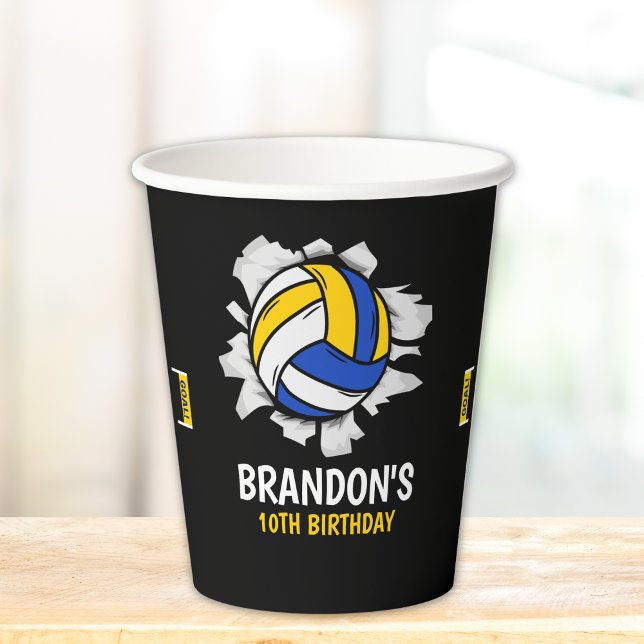 Vasos De Papel Volleyball Birthday Party | Blue & Yellow (Subido por el creador)