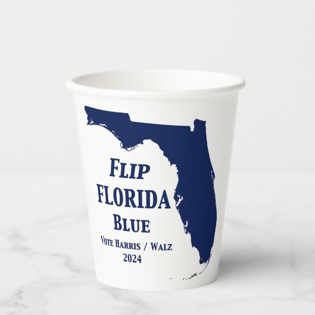 Vasos De Papel Voltear Florida Blue en 2024 (Anverso)