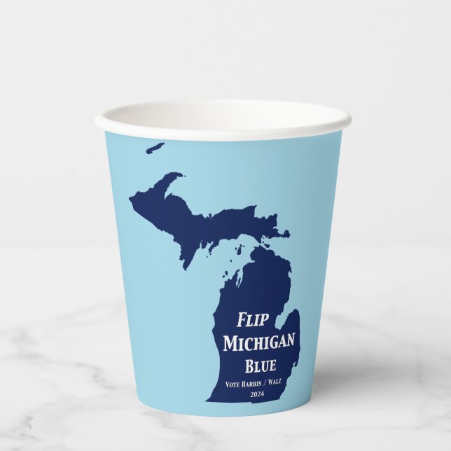 Vasos De Papel Voltear Michigan Blue en 2024 (Anverso)