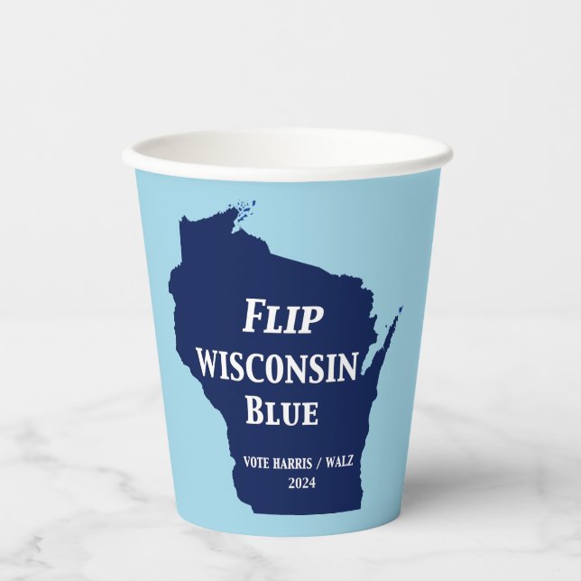 Vasos De Papel Voltear Wisconsin Blue en 2024 (Anverso)