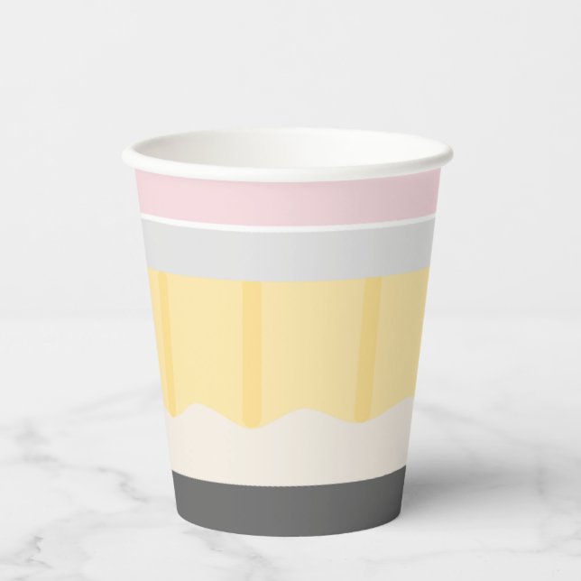 Vasos De Papel Volver a la Copa del Lápiz Escolar (Anverso)