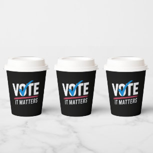 Vasos De Papel Vota Elección 2024 Votante Demócrata Política 