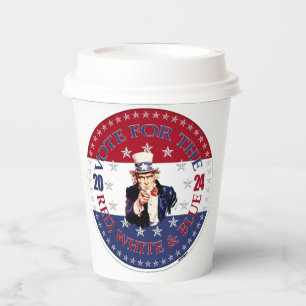 Vasos De Papel Vota por el Tío S Rojo Azul 2024