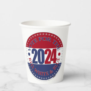 Vasos De Papel Voto rojo y azul 2024 por el rojo blanco y azul