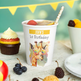 Vasos De Papel Votos de verano acuarela Giraffe - Cumpleaños