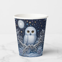 Vasos De Papel Wächterin der Winternacht unter funkelnden Sternen