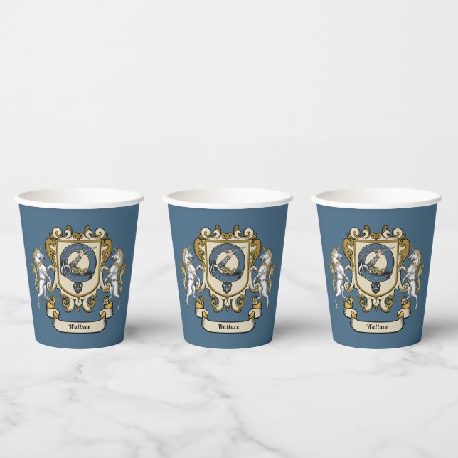 Vasos De Papel Wallace Clan Badge Blue Personalizado (Multi)
