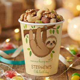 Vasos De Papel Wanna hang out? sloth kids birthday