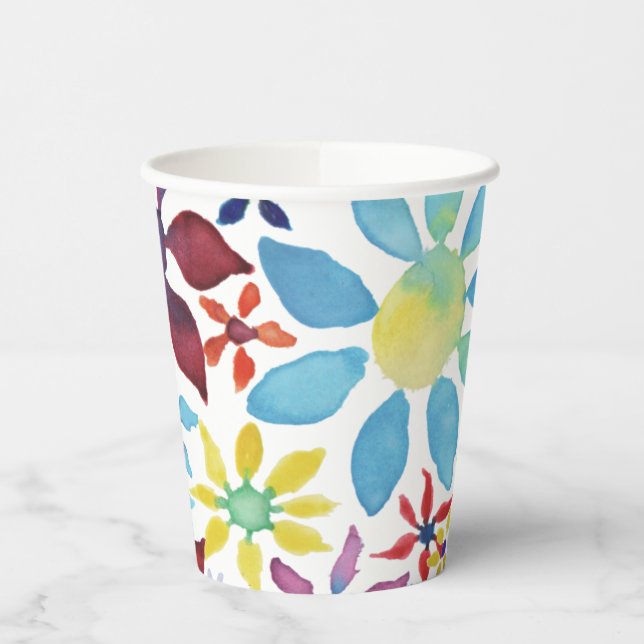 Vasos De Papel Water Color Flowers Paper Cup (Izquierda)