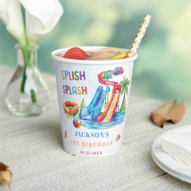 Vasos De Papel Water Slide Splish Splash Birthday Party (in situ)