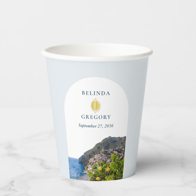 Vasos De Papel Watercolor Arch Italy Lemons Positano Wedding (Anverso)