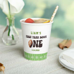 Vasos De Papel Watercolor Baby Boy Fútbol Primer Año Abajo