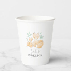 Vasos De Papel Watercolor Baby Shower Fox Paper cup