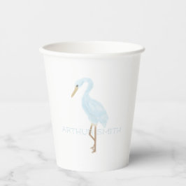 Vasos De Papel Watercolor Blue Crane