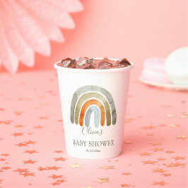 Vasos De Papel Watercolor Boho Rainbow Baby Shower
