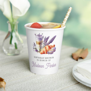 Vasos De Papel Watercolor Brunch con tema Cumpleaños Personalizad