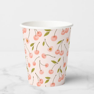 Vasos De Papel Watercolor Cherry Pattern