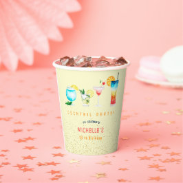 Vasos De Papel Watercolor Cocktail fiesta de cumpleaños para adul