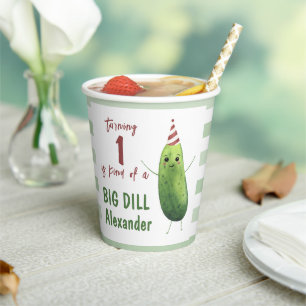 Vasos De Papel Watercolor Cucumber Big Dill Birday Party