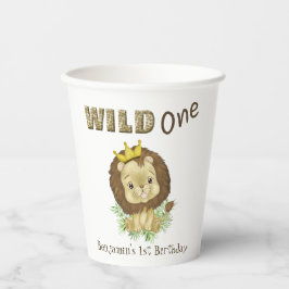 Vasos De Papel Watercolor Cute Baby Lion - Wild One First Birthda