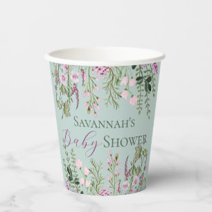 Vasos De Papel Watercolor Delicate Wildflowers Floral Baby Shower