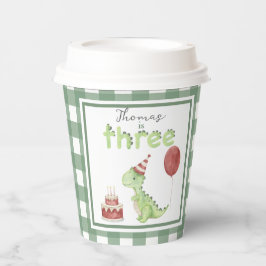 Vasos De Papel Watercolor Dinosaur 3rd birthday