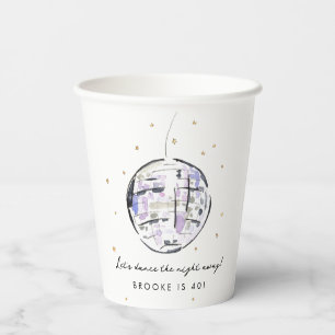 Vasos De Papel Watercolor Disco Ball Fiesta de cumpleaños