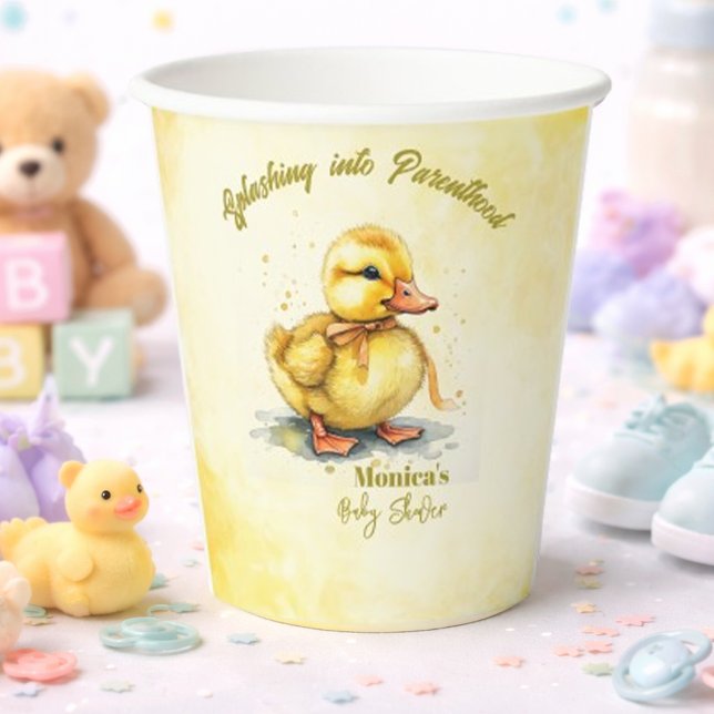 Vasos De Papel Watercolor Duckling Splash Gender Neutral  (Subido por el creador)