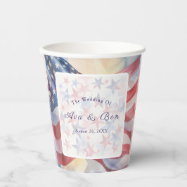Vasos De Papel Watercolor Fourth Of July Wedding