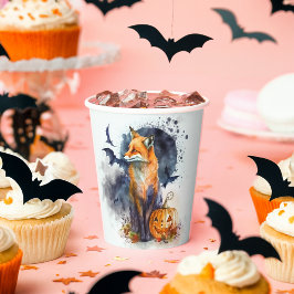Vasos De Papel Watercolor Fox Halloween