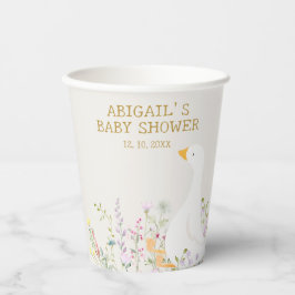 Vasos De Papel Watercolor Goose Duck Wildflower Baby Shower