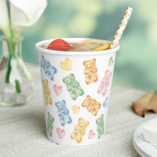 Vasos De Papel Watercolor Gummy Bears Baby Shower (Subido por el creador)