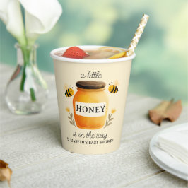 Vasos De Papel Watercolor Honey & Bees Baby Shower Yellow