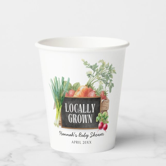 Vasos De Papel Watercolor Locally Grown Baby Shower (Anverso)